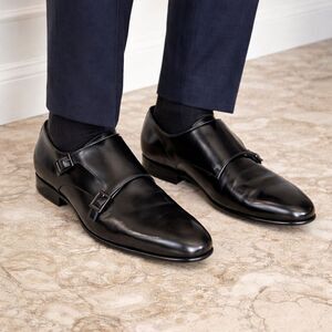 Hugo Boss Kensington Double Monk Strap Leather Shoes Made in Italy
